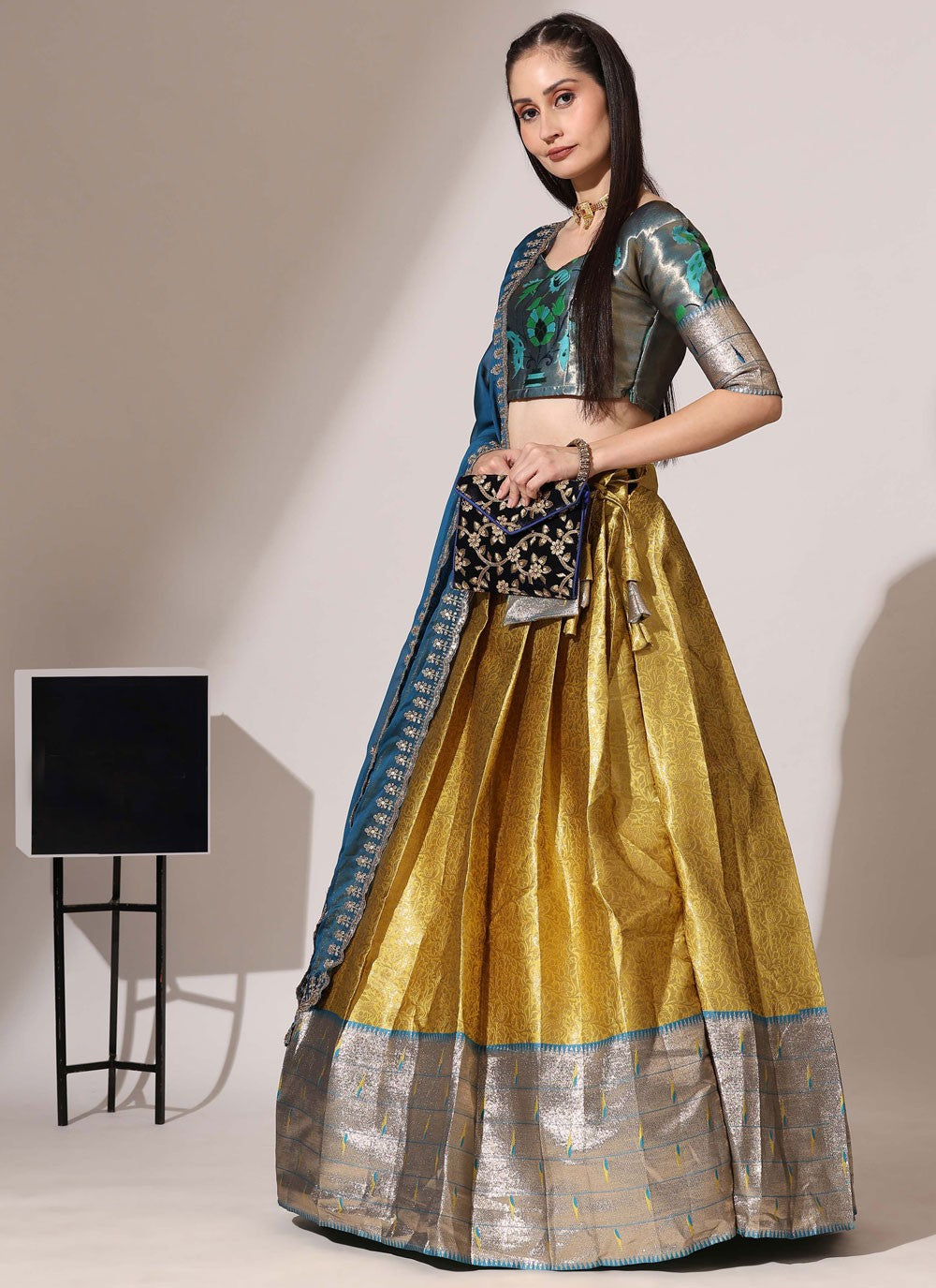 Weaving Zari Silk A - Line Lehenga - L2984