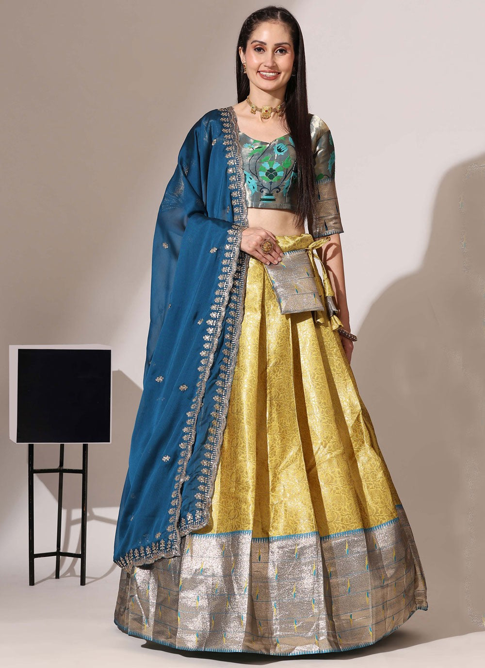 Weaving Zari Silk A - Line Lehenga - L2984