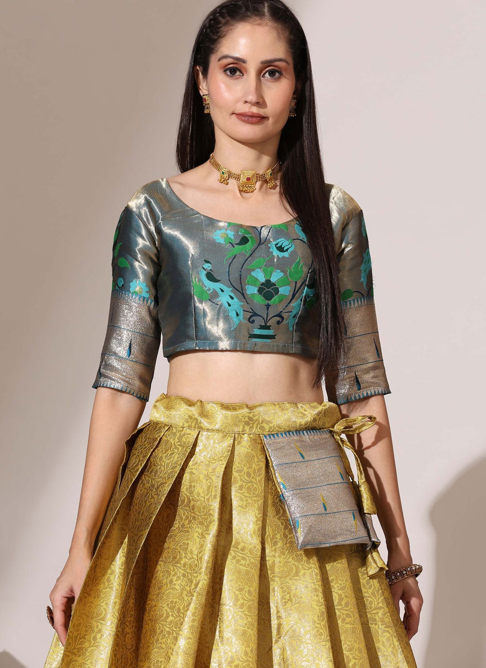 Weaving Zari Silk A - Line Lehenga - L2984