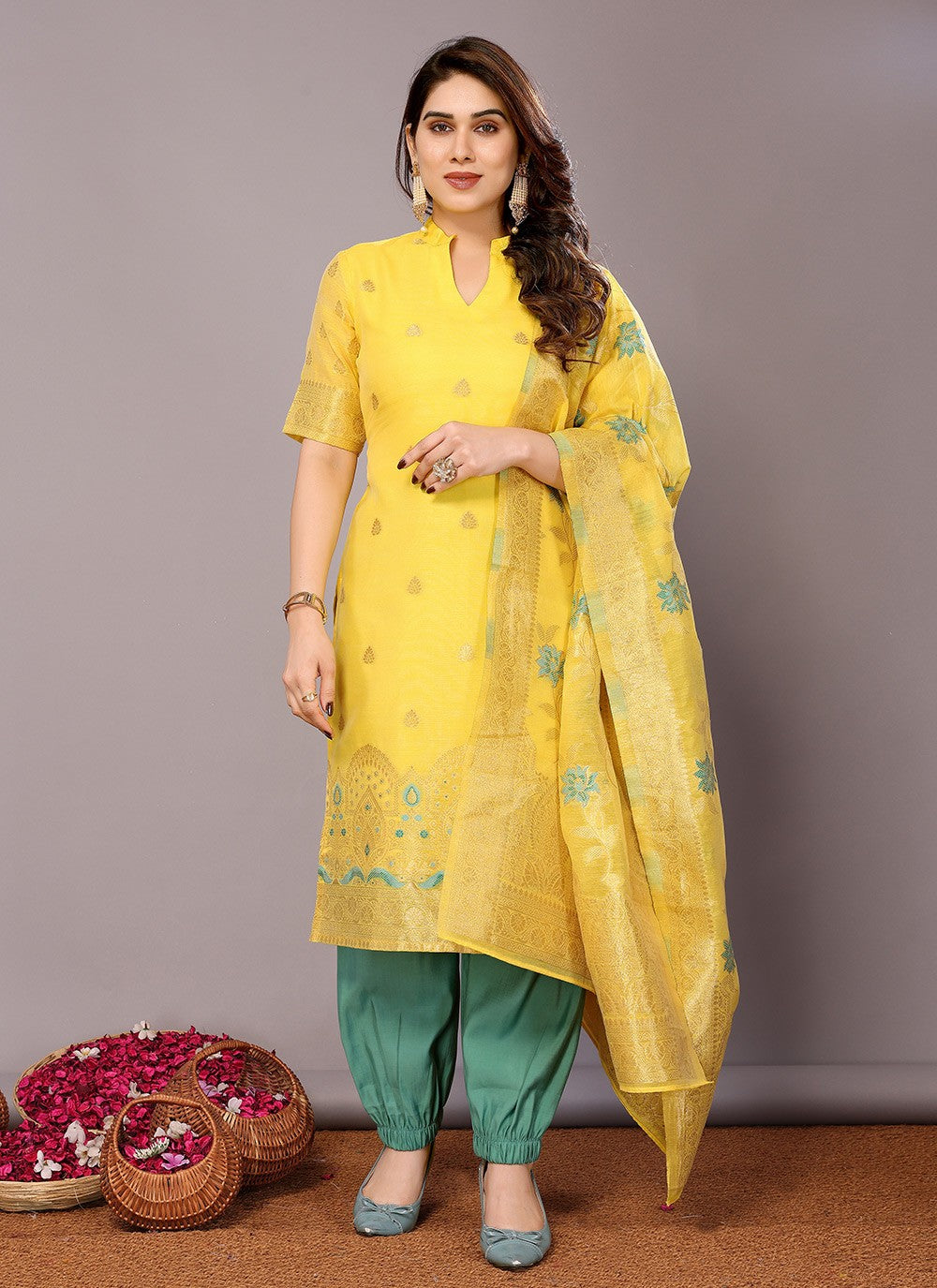 Chanderi , Cotton Salwar Suit - T3069