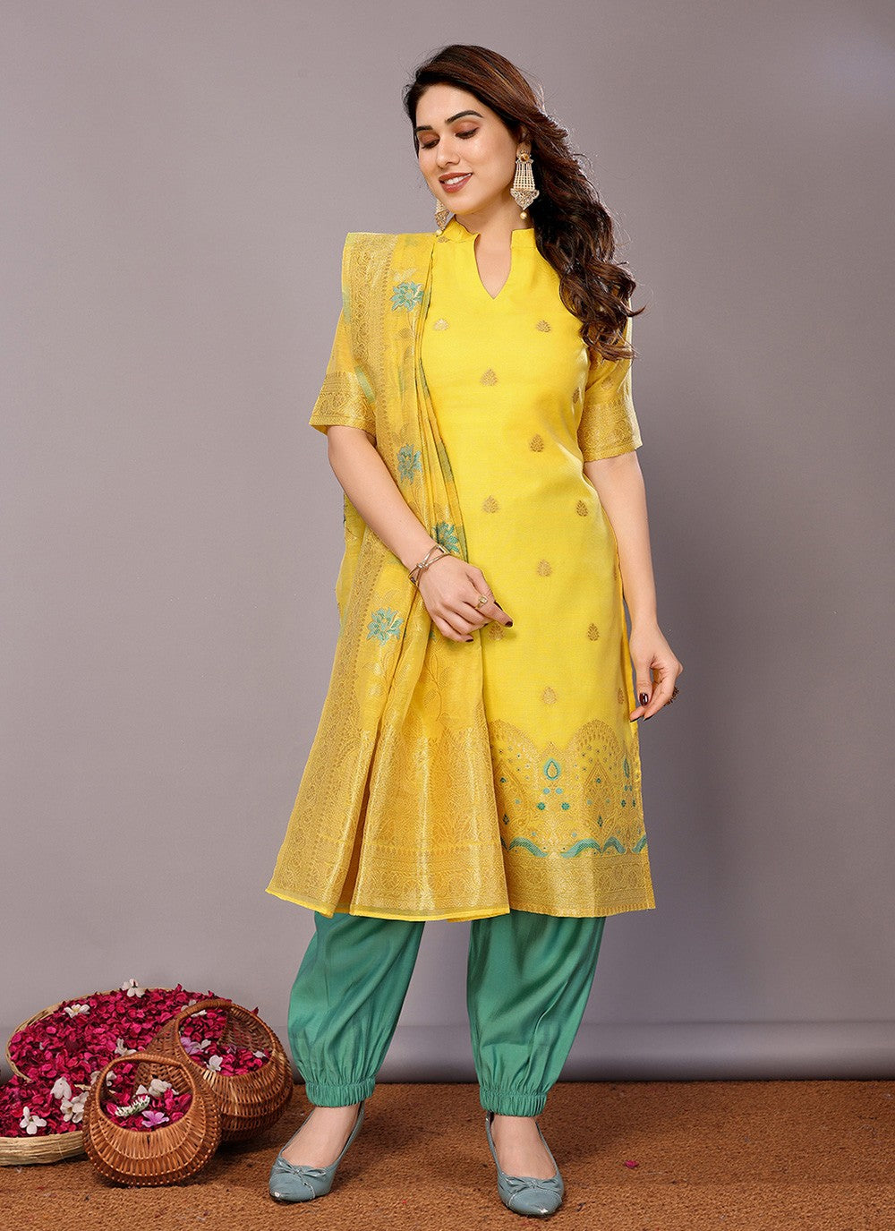 Chanderi , Cotton Salwar Suit - T3069