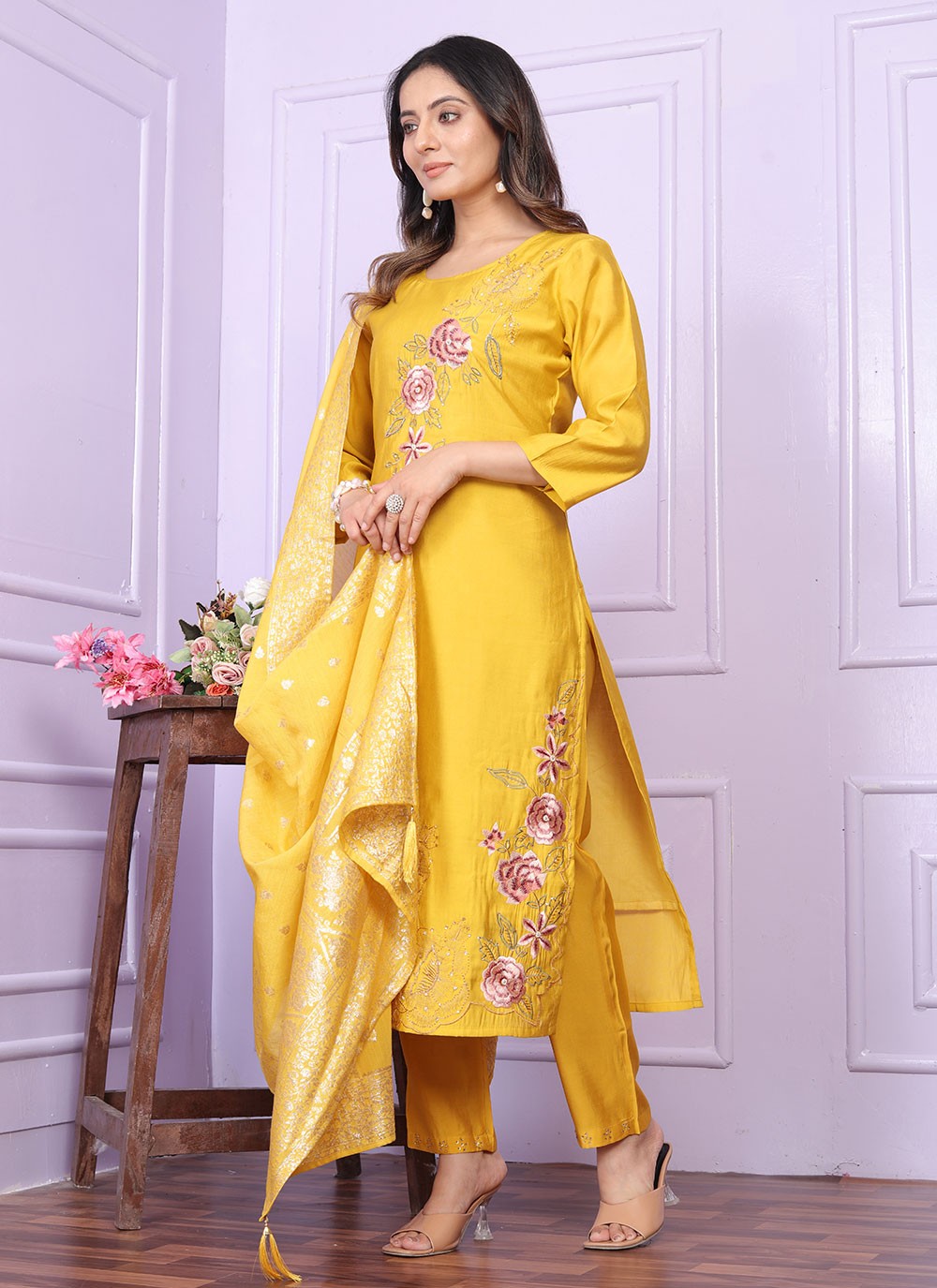 Muslin, Viscose Salwar Suit - T2838