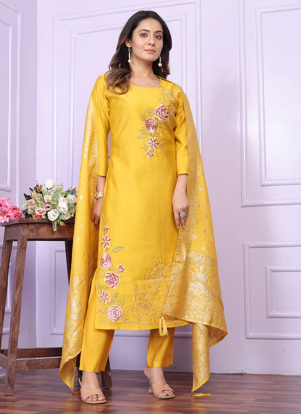 Muslin, Viscose Salwar Suit - T2838