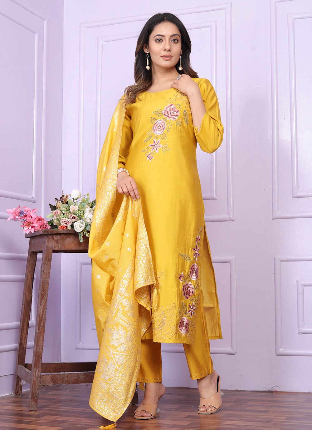 Muslin, Viscose Salwar Suit - T2838