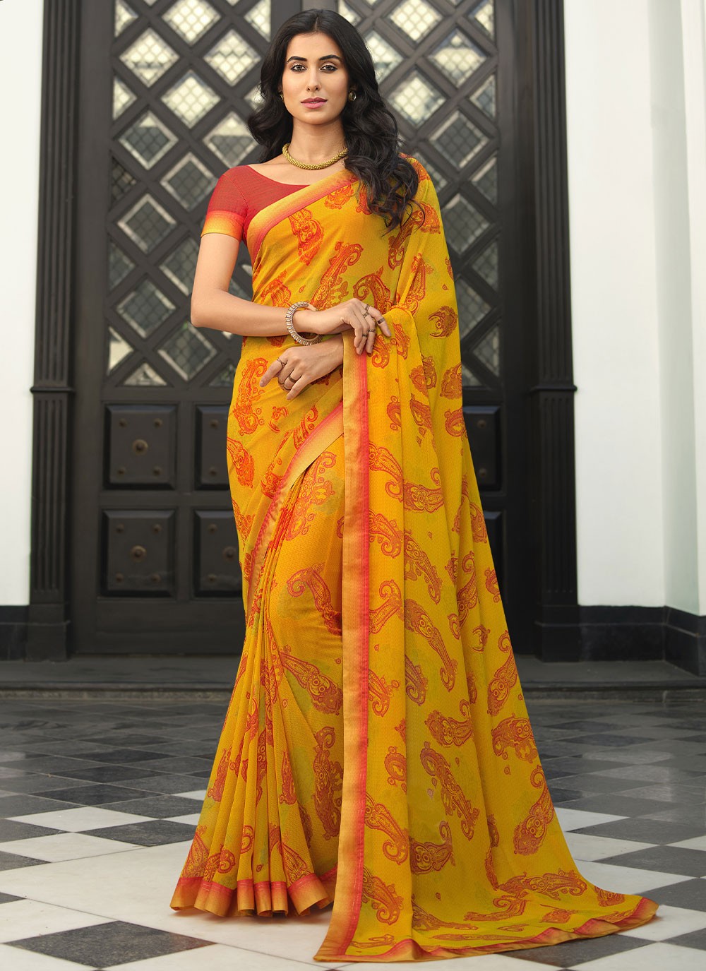 Traditional Lace Georgette Saree - S2868