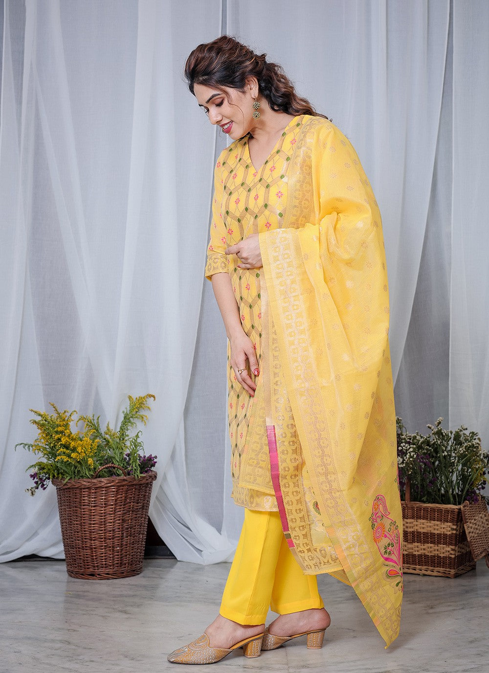 Chanderi , Cotton Salwar Suit - T3067