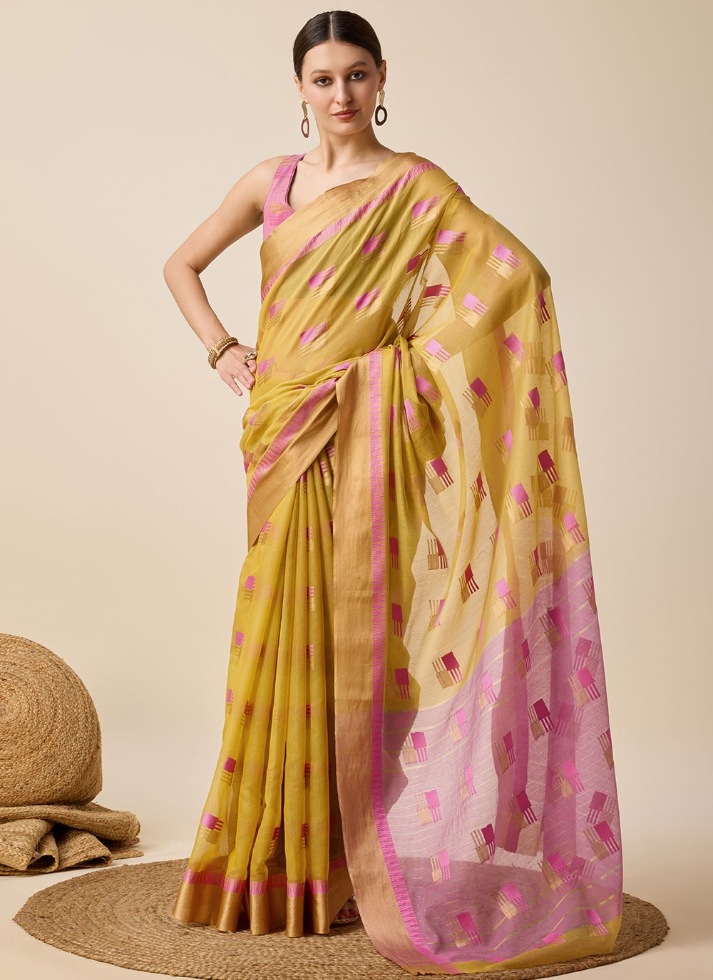 Classic Weaving Zari Cotton Silk Saree - S6999