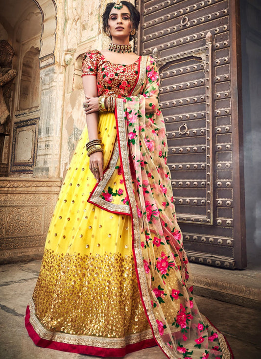 Embroidered Net A - Line Lehenga - L0062