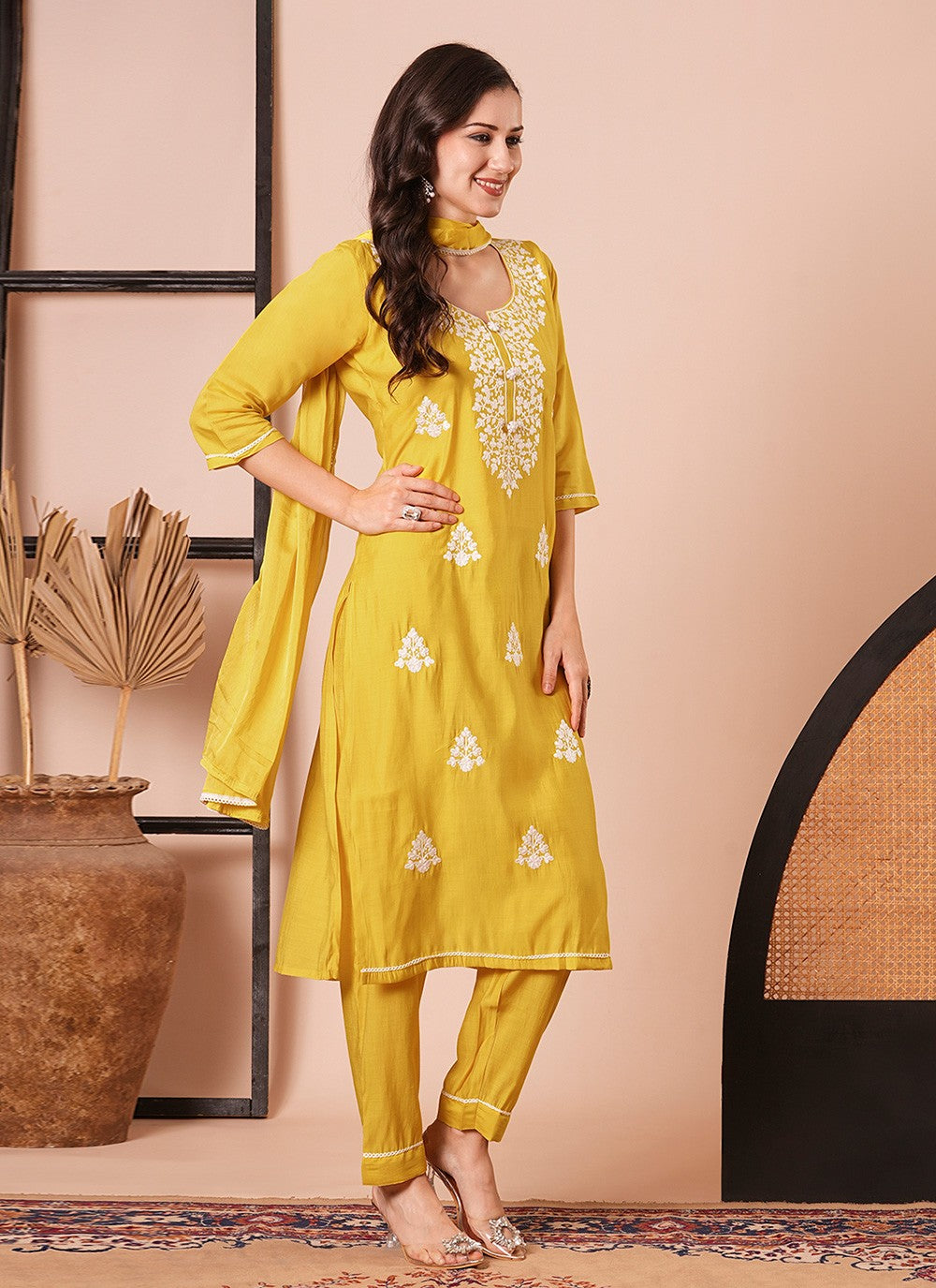 Embroidered Chanderi Salwar Suit - T4317