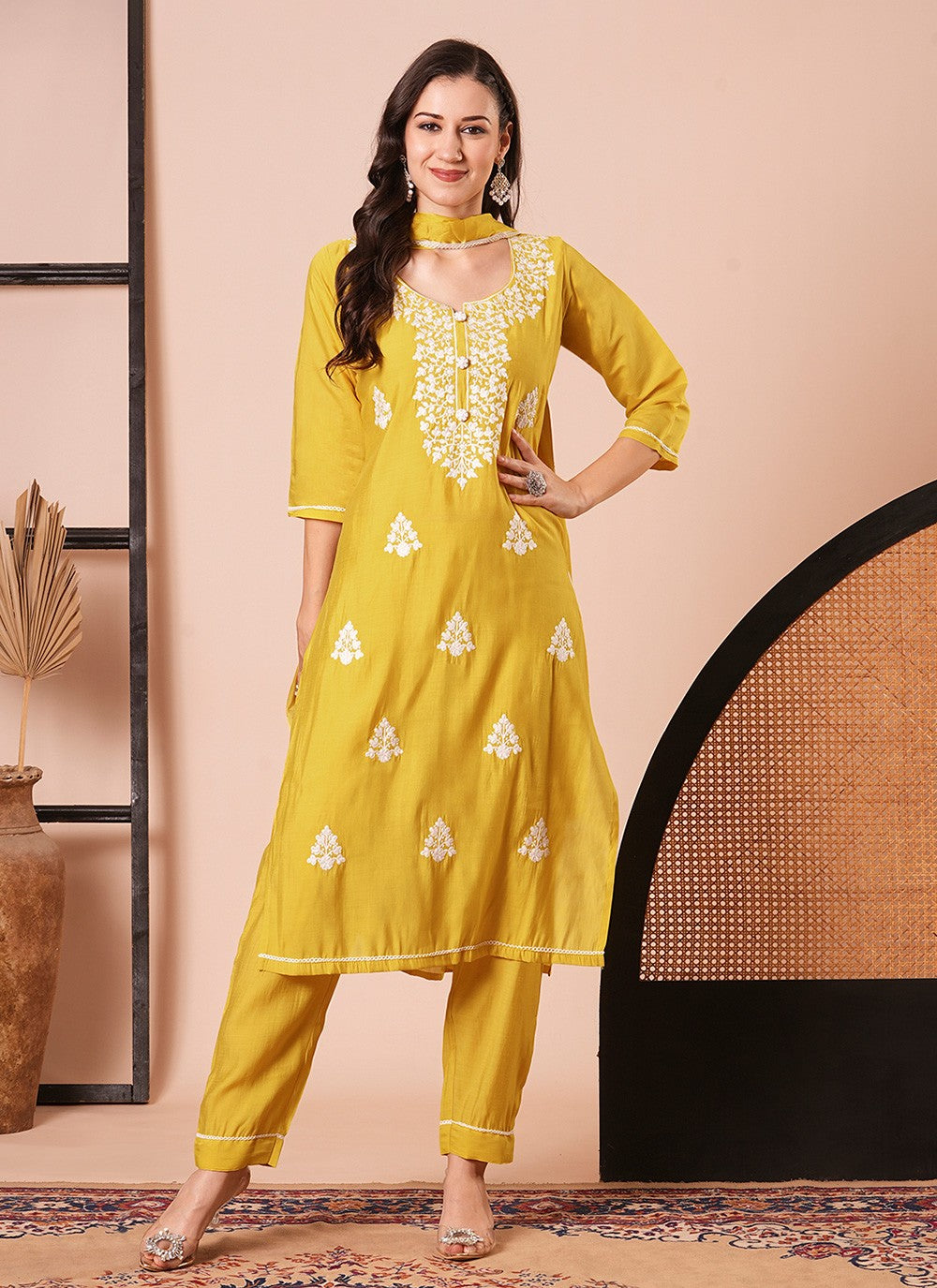 Embroidered Chanderi Salwar Suit - T4317