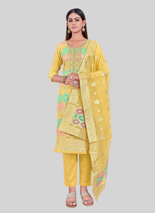 Chanderi Silk Pant Style Suit - T2505