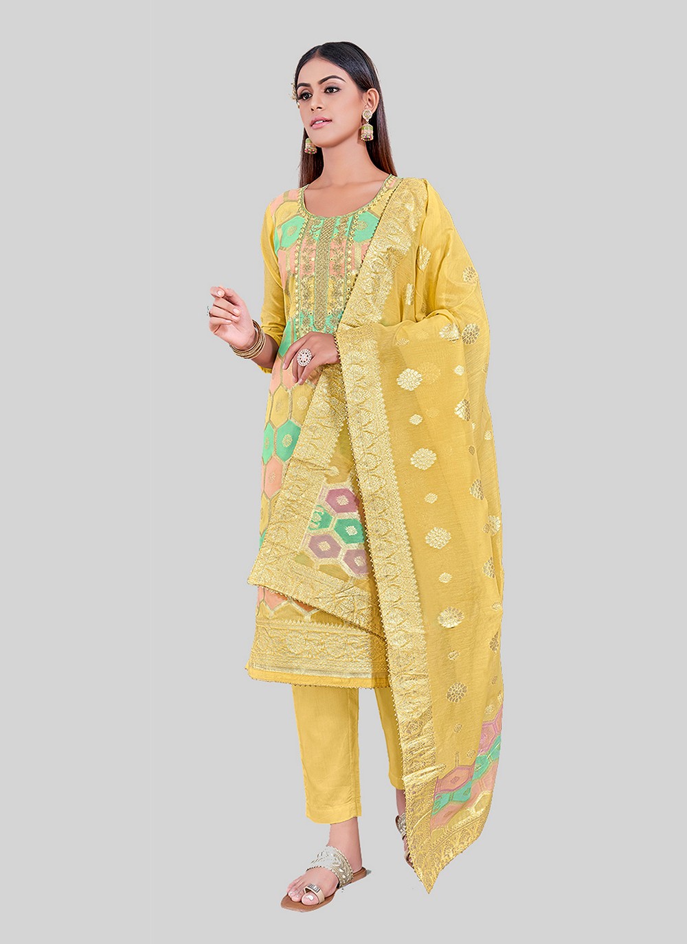 Chanderi Silk Pant Style Suit - T2505