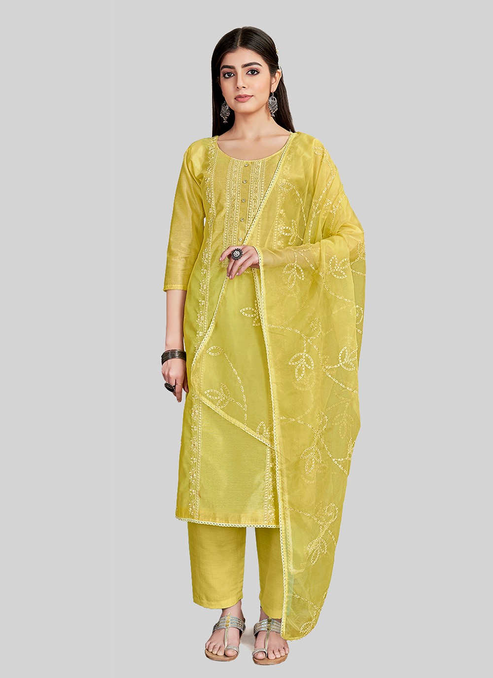 Chanderi Silk Pant Style Suit - T2518