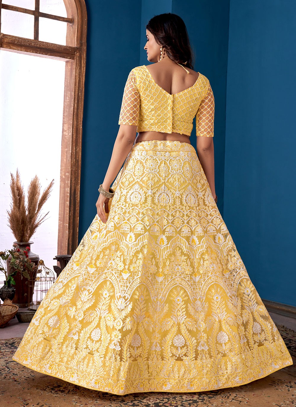 Embroidered Net A - Line Lehenga - L1393