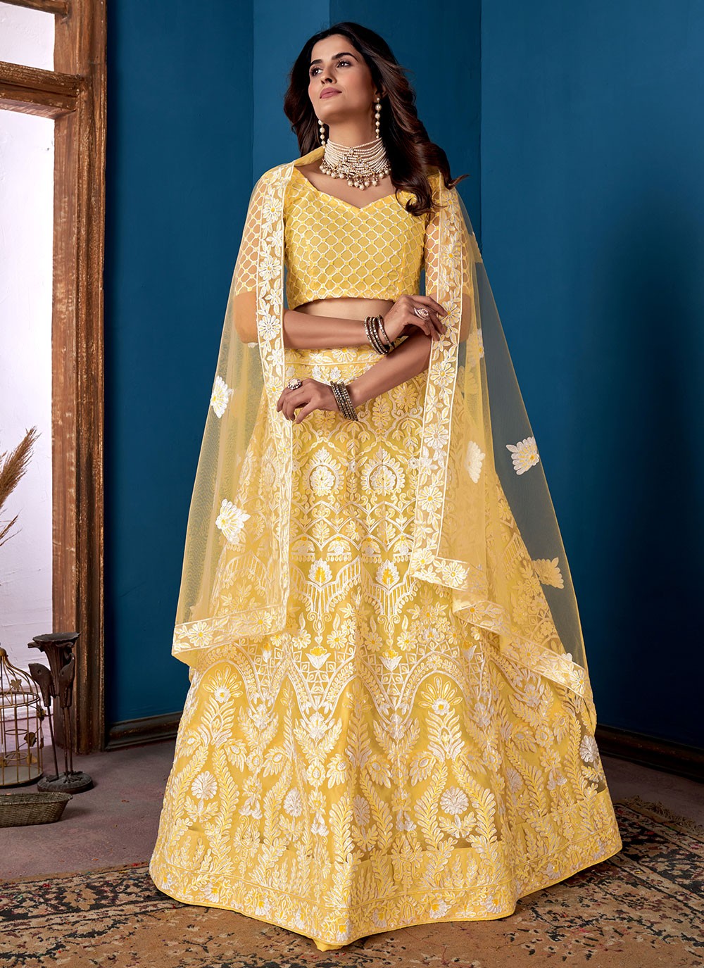 Embroidered Net A - Line Lehenga - L1393