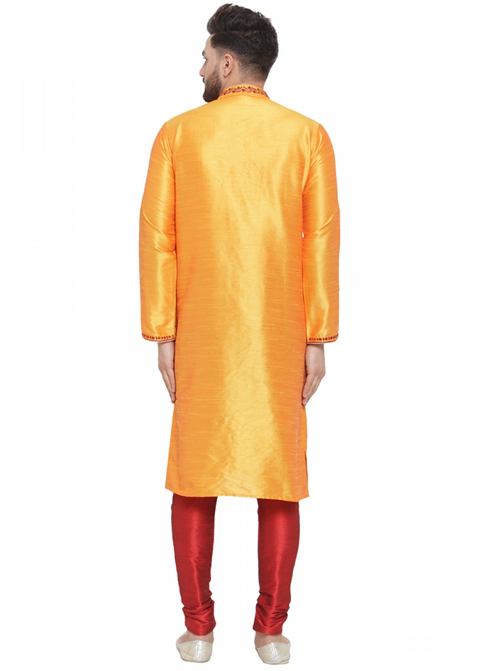 Embroidered Art Silk Yellow Kurta Pyjama - M1388