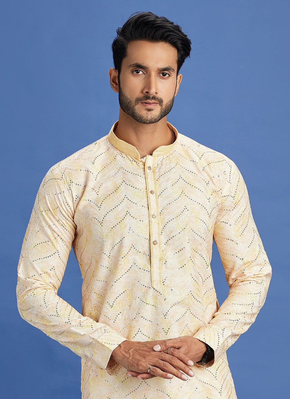 Digital Print Cotton Yellow Kurta Pyjama - M6940