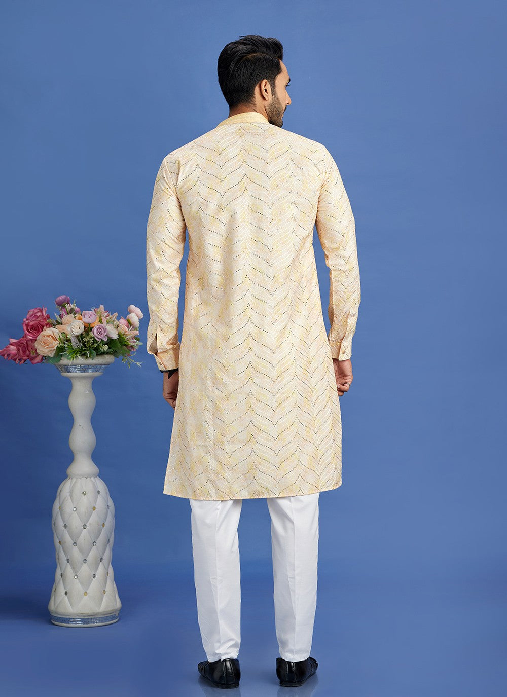 Digital Print Cotton Yellow Kurta Pyjama - M6940