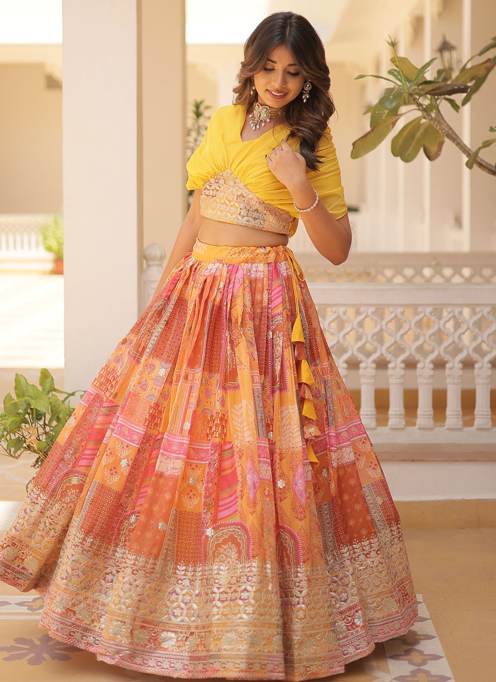 Digital Print Silk Readymade Lehenga Choli - L1801