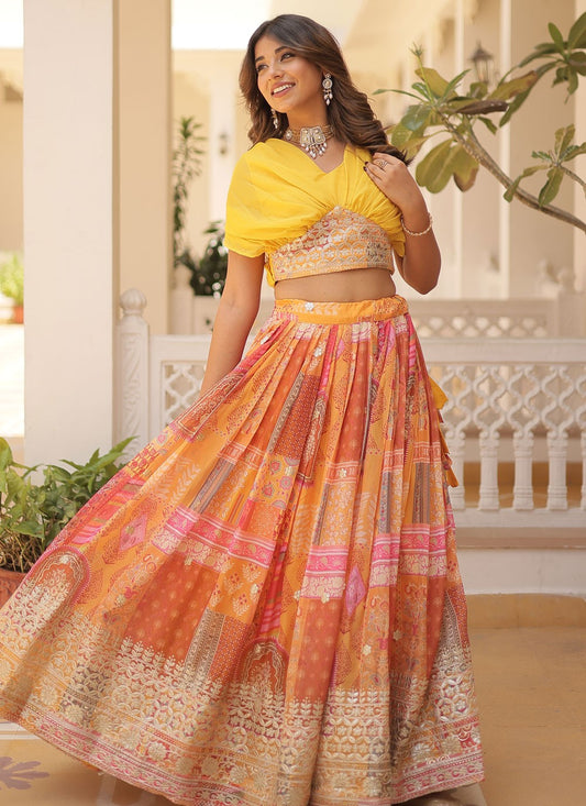 Digital Print Silk Readymade Lehenga Choli - L1801