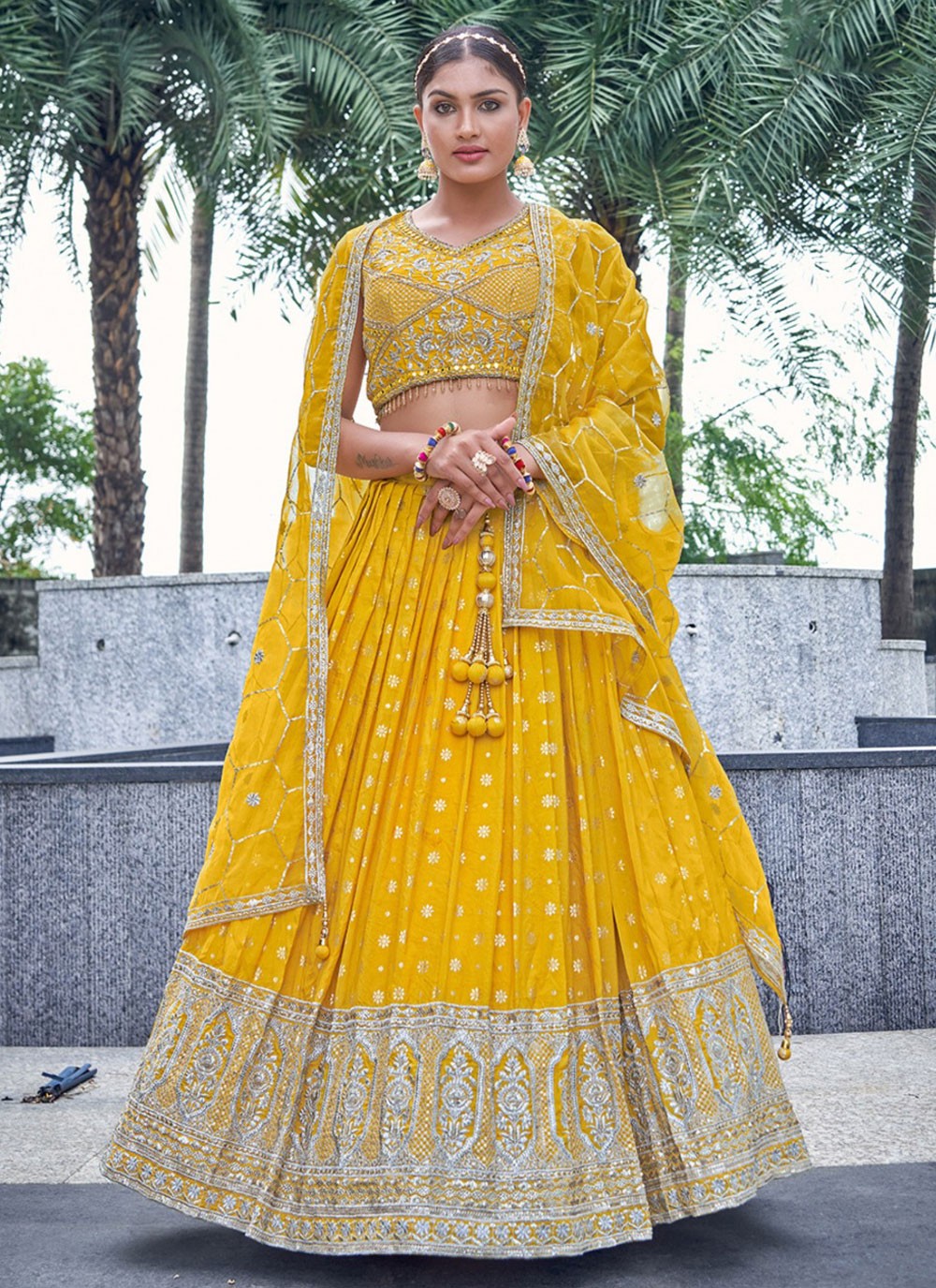 Embroidered Pure Dola Lehenga - L3155