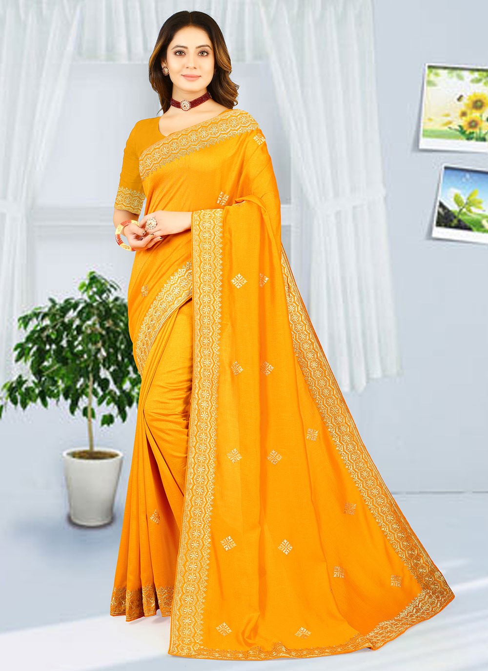 Classic Embroidered Georgette Saree - S2738