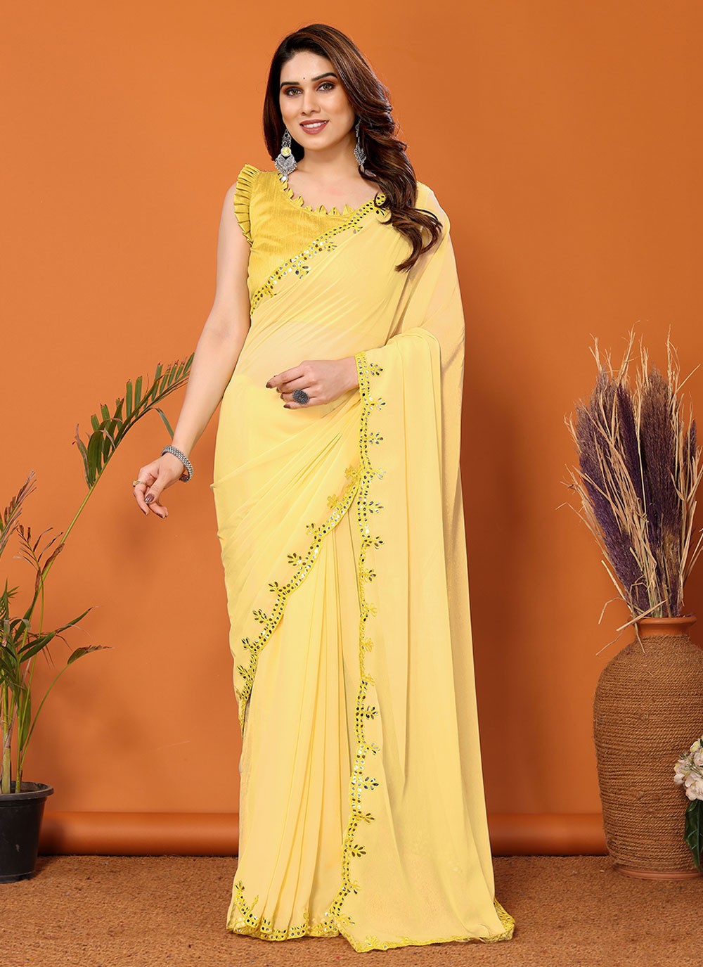 Classic Mirror Georgette Saree - S7189