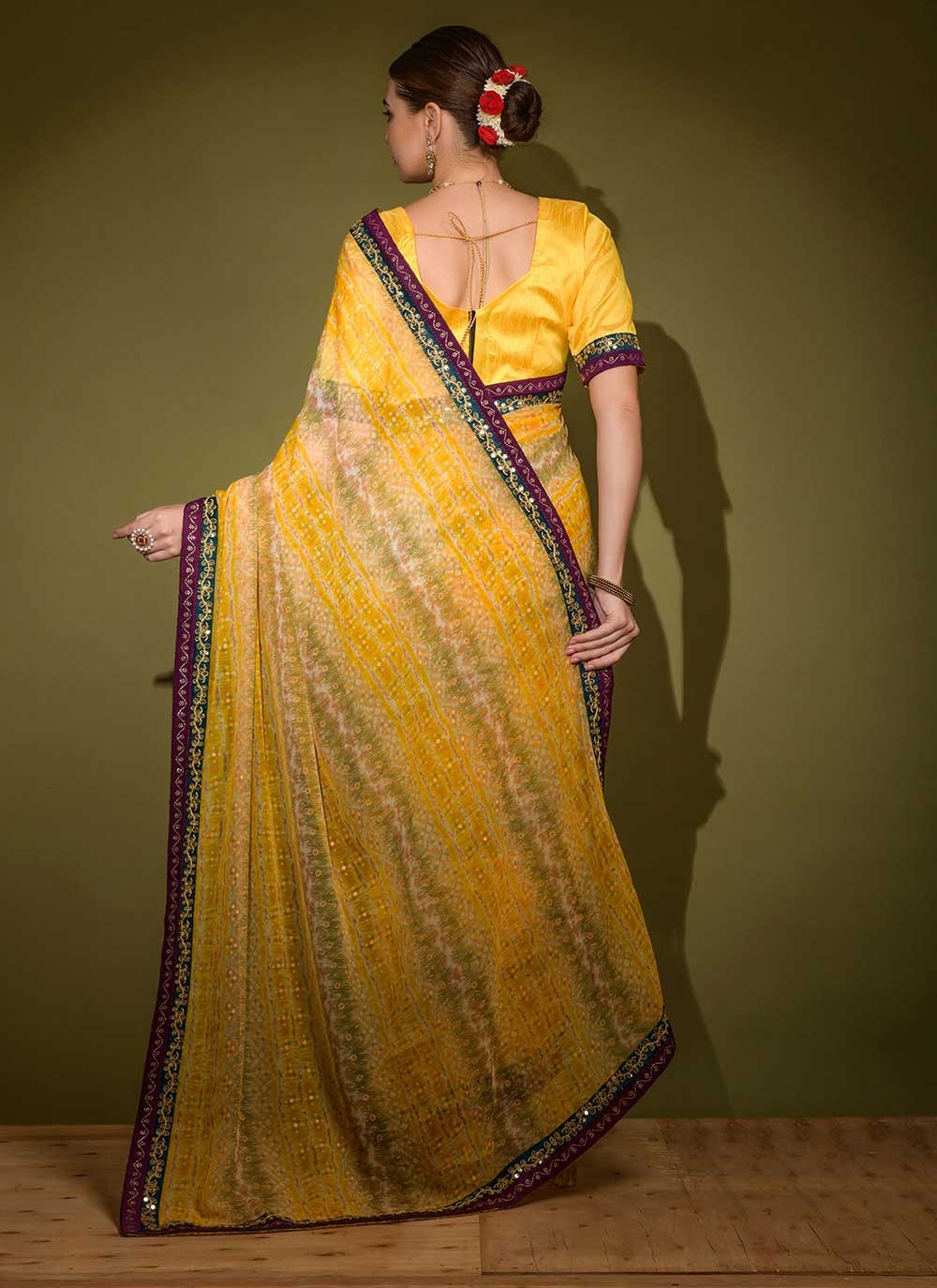 Classic Foliage Prints Georgette Saree - S2591