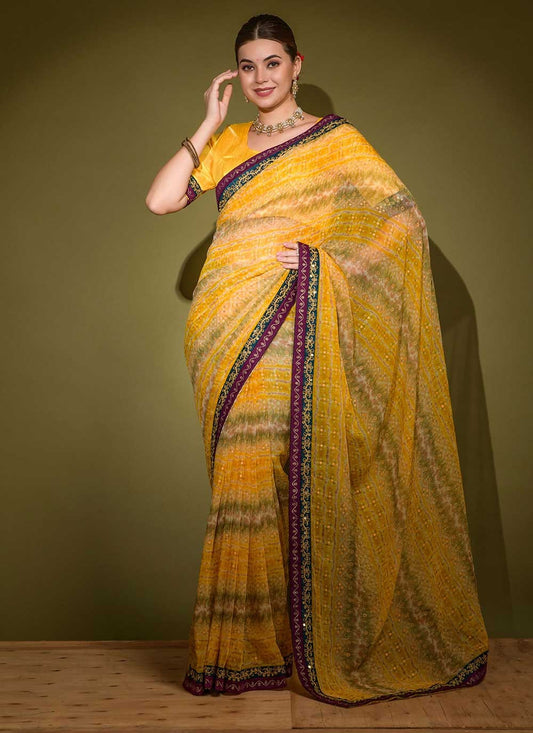 Classic Foliage Prints Georgette Saree - S2591