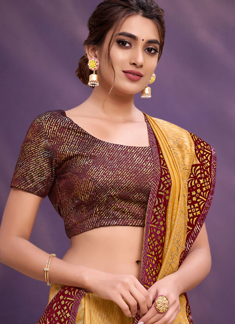 Traditional Border Work Georgette, Silk Saree - S7478