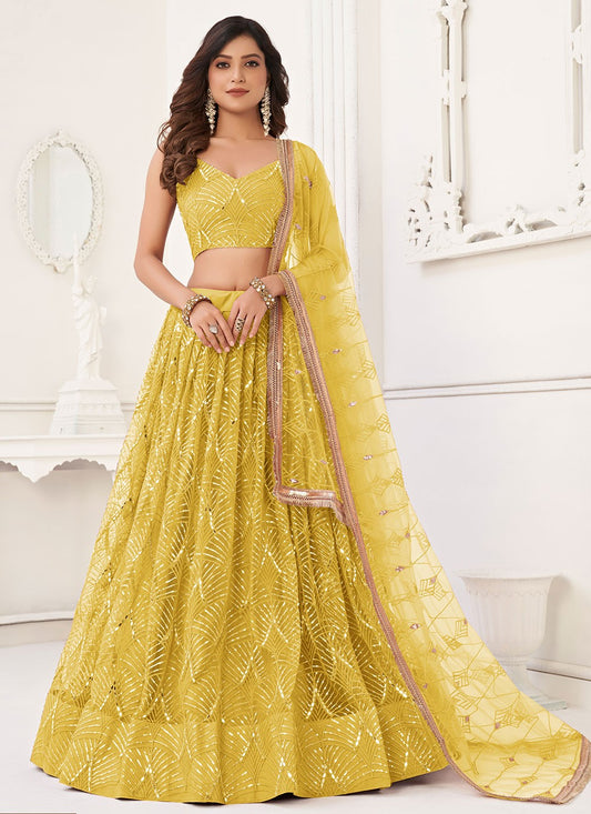 Embroidered Net A - Line Lehenga - L1870