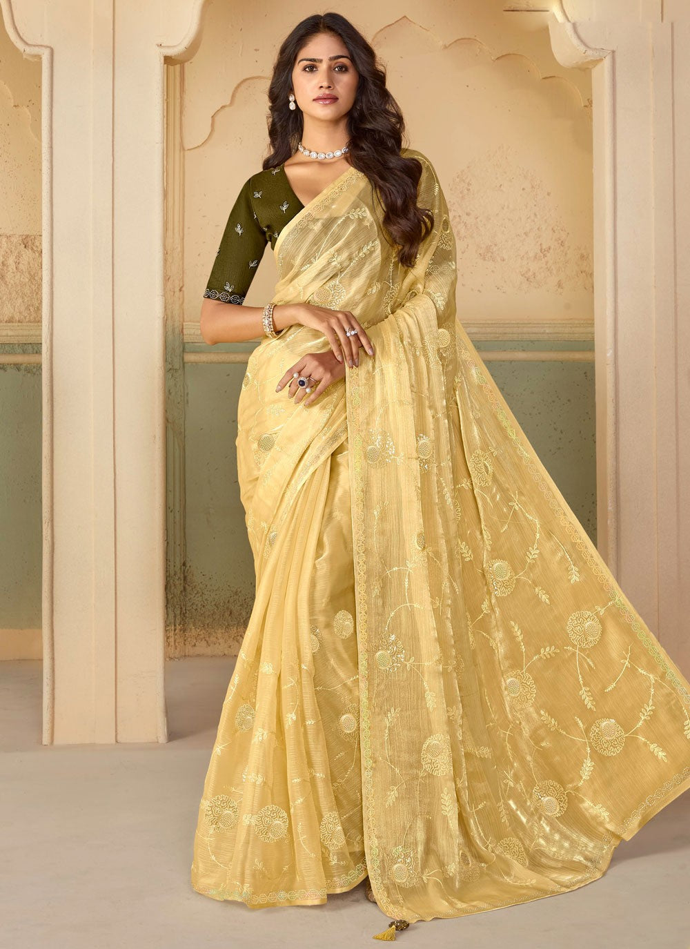 Classic Embroidered Organza Saree - S7695