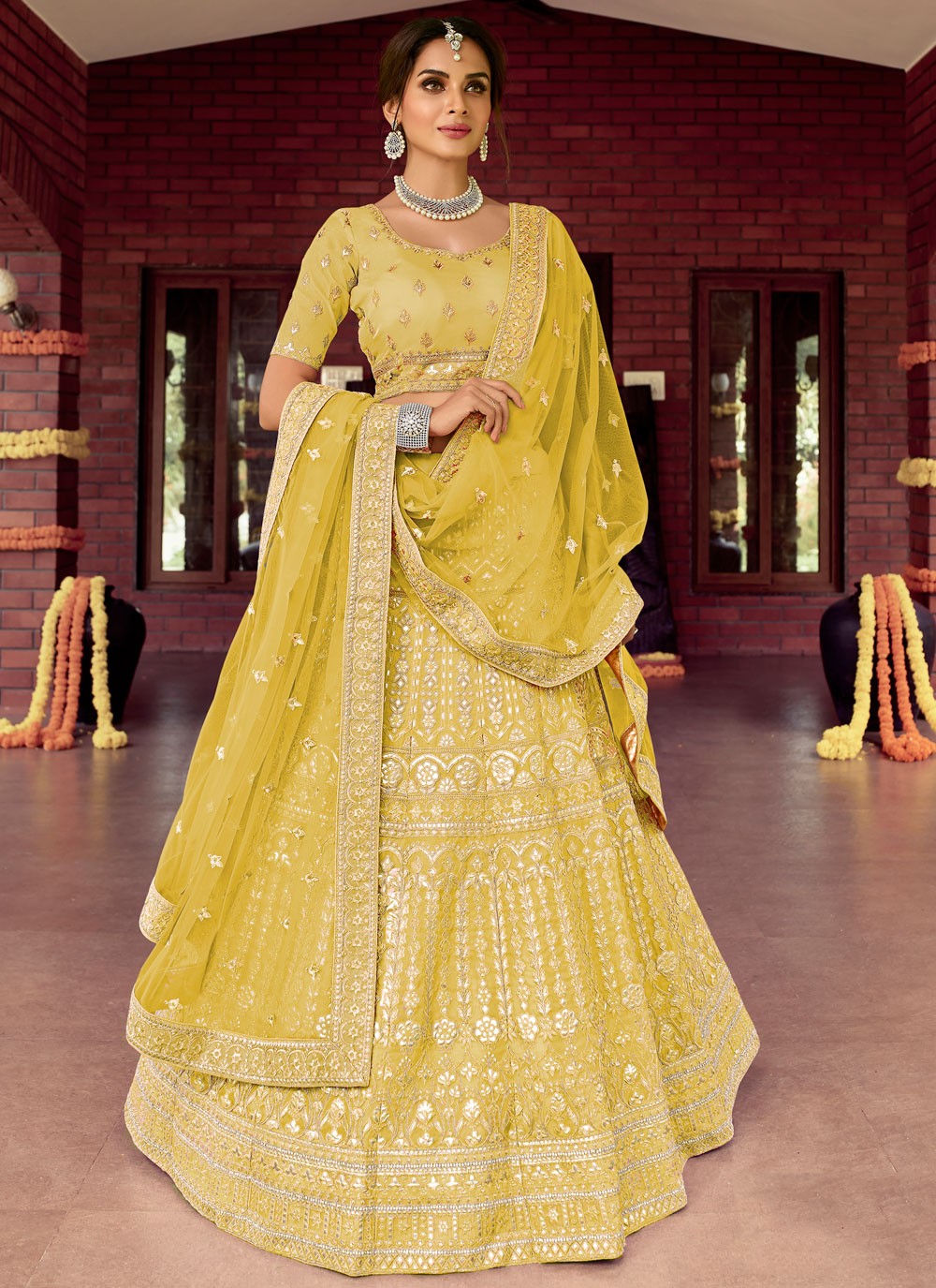 Dori Work Raw Silk A - Line Lehenga - L0362