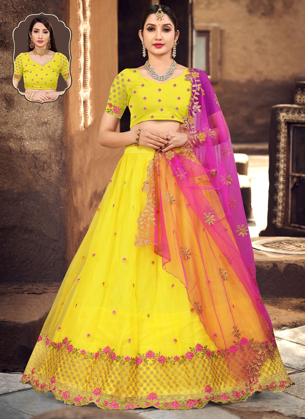 Embroidered Organza A - Line Lehenga - L0813