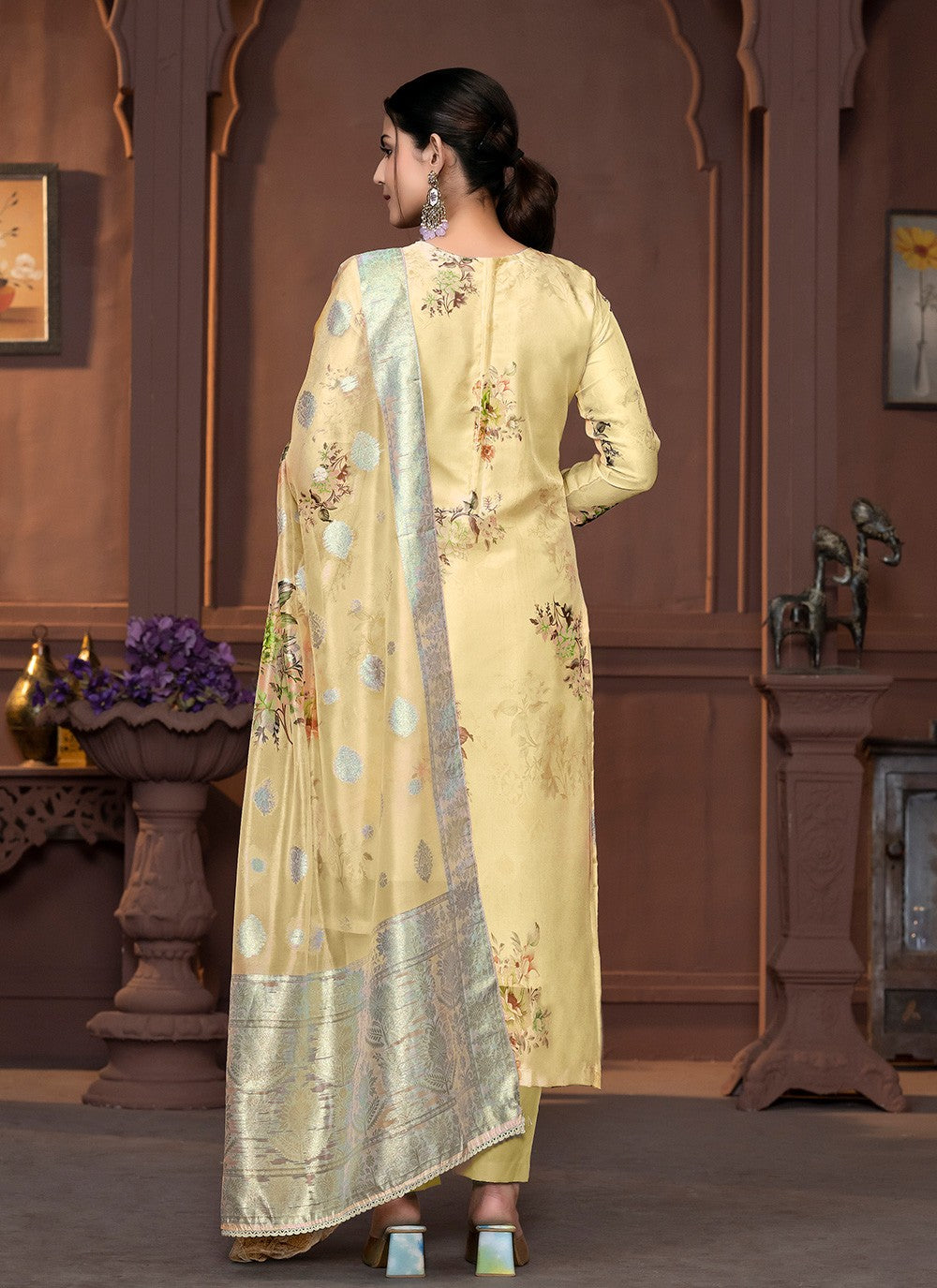 Organza, Viscose Pant Style Suit - T3430