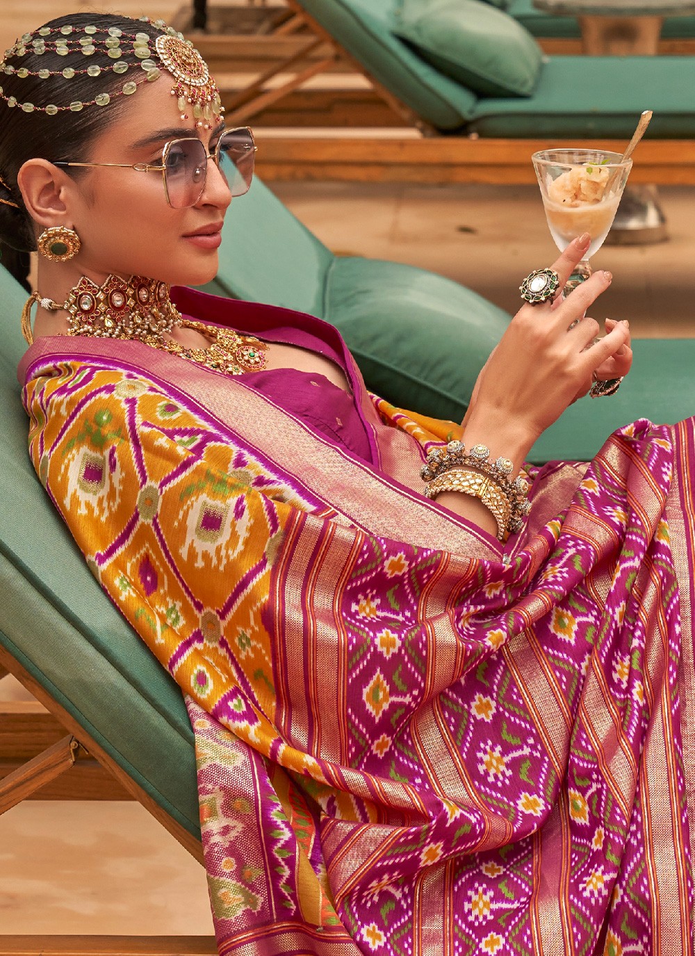 Contemporary Foliage Prints Patola Silk Saree - S2221