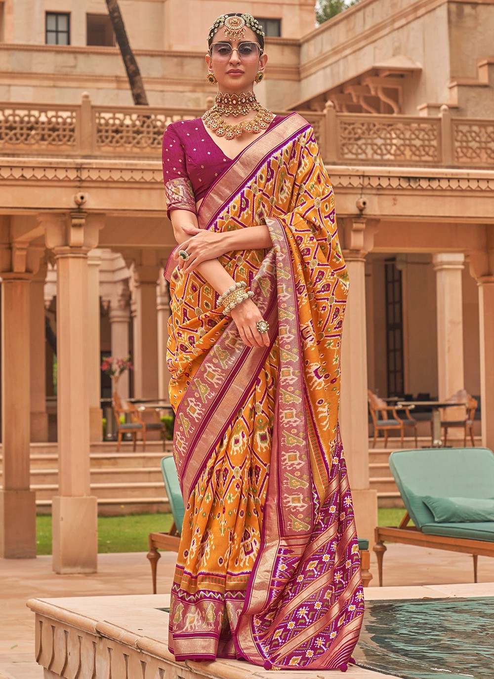 Contemporary Foliage Prints Patola Silk Saree - S2221