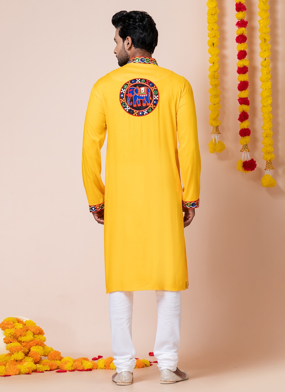 Lace Rayon Yellow Kurta Pyjama - M8300