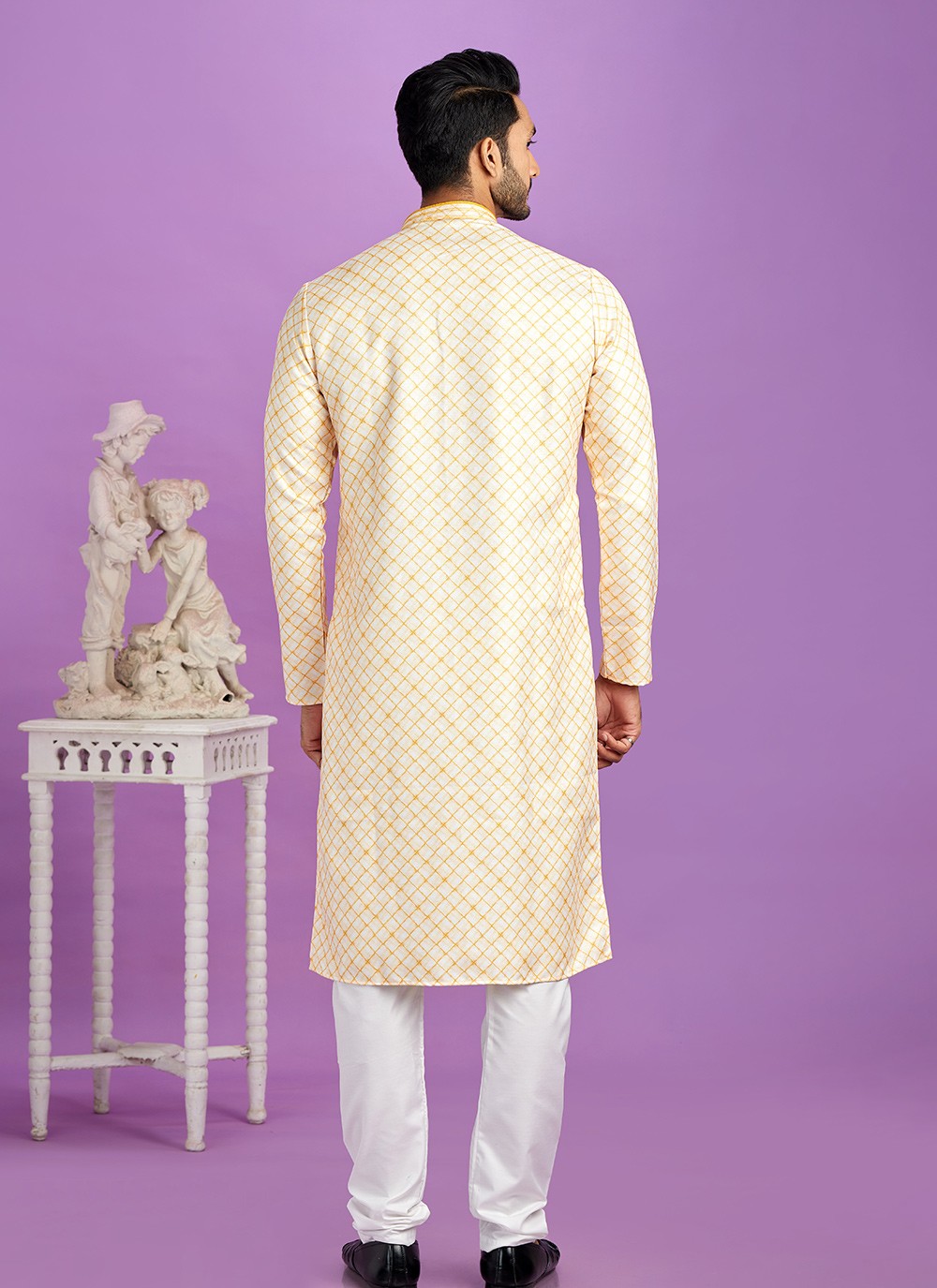 Digital Print Cotton Yellow Kurta Pyjama - M6949