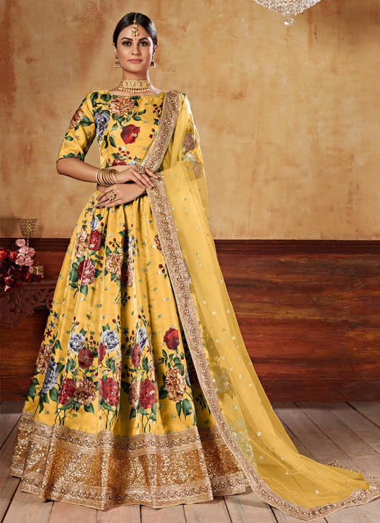 Embroidered Art Silk A - Line Lehenga - L0311