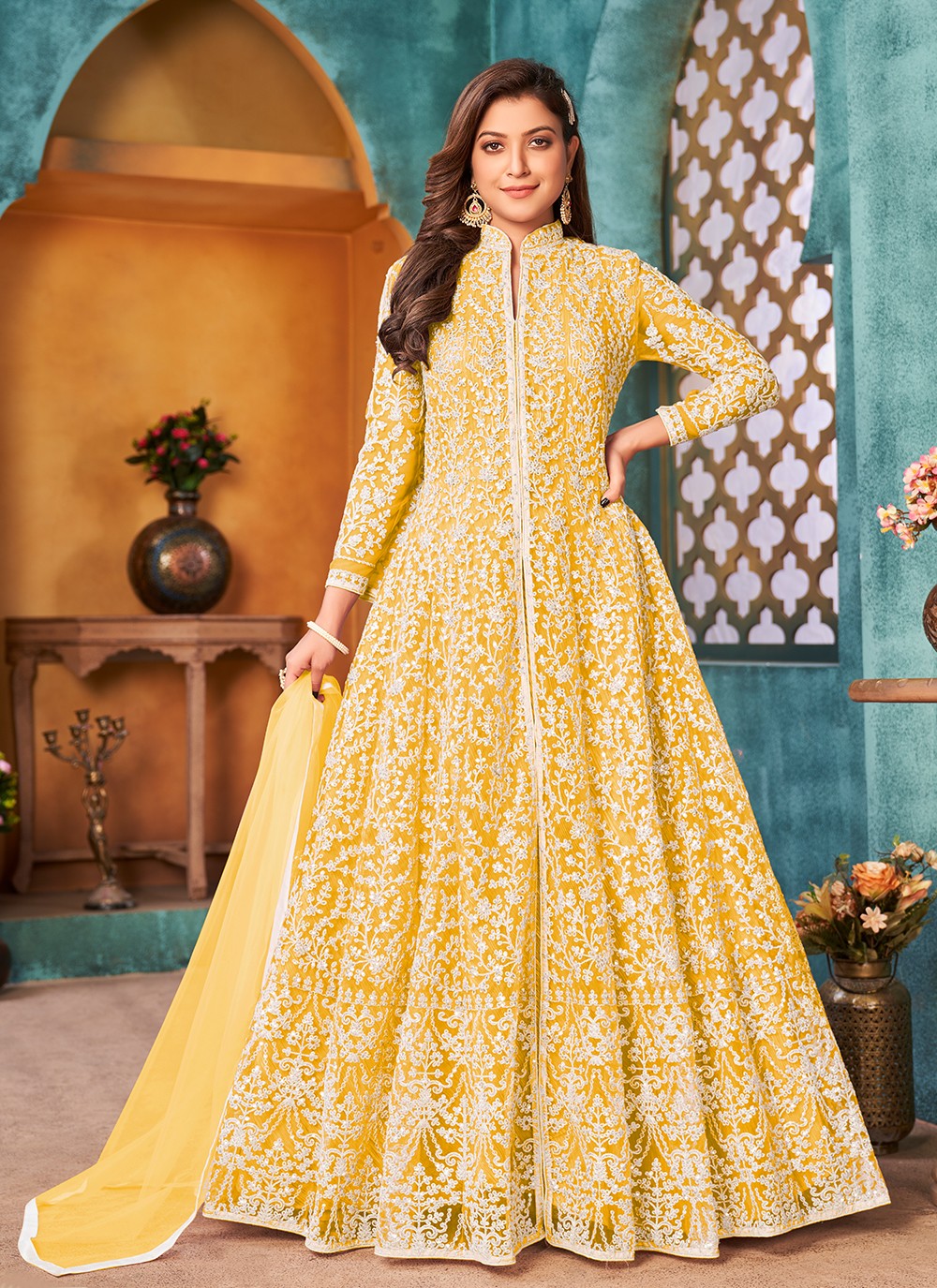 Net Floor Length Anarkali - T714