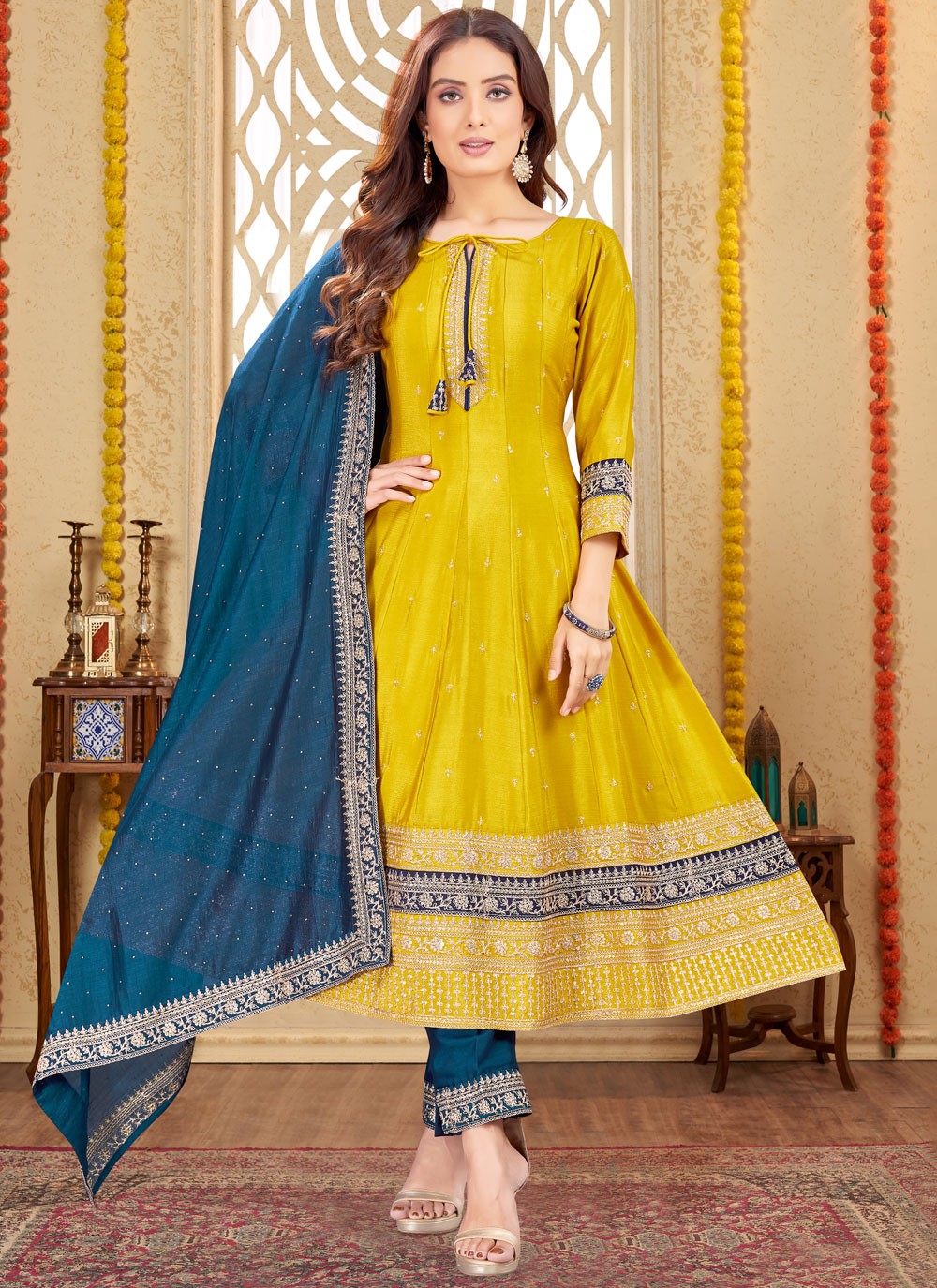 Embroidered Silk Salwar Suit - T4296