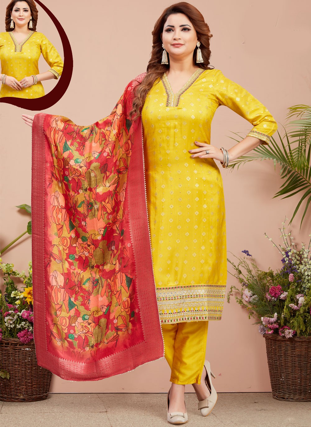 Embroidered Silk Salwar Suit - T4378