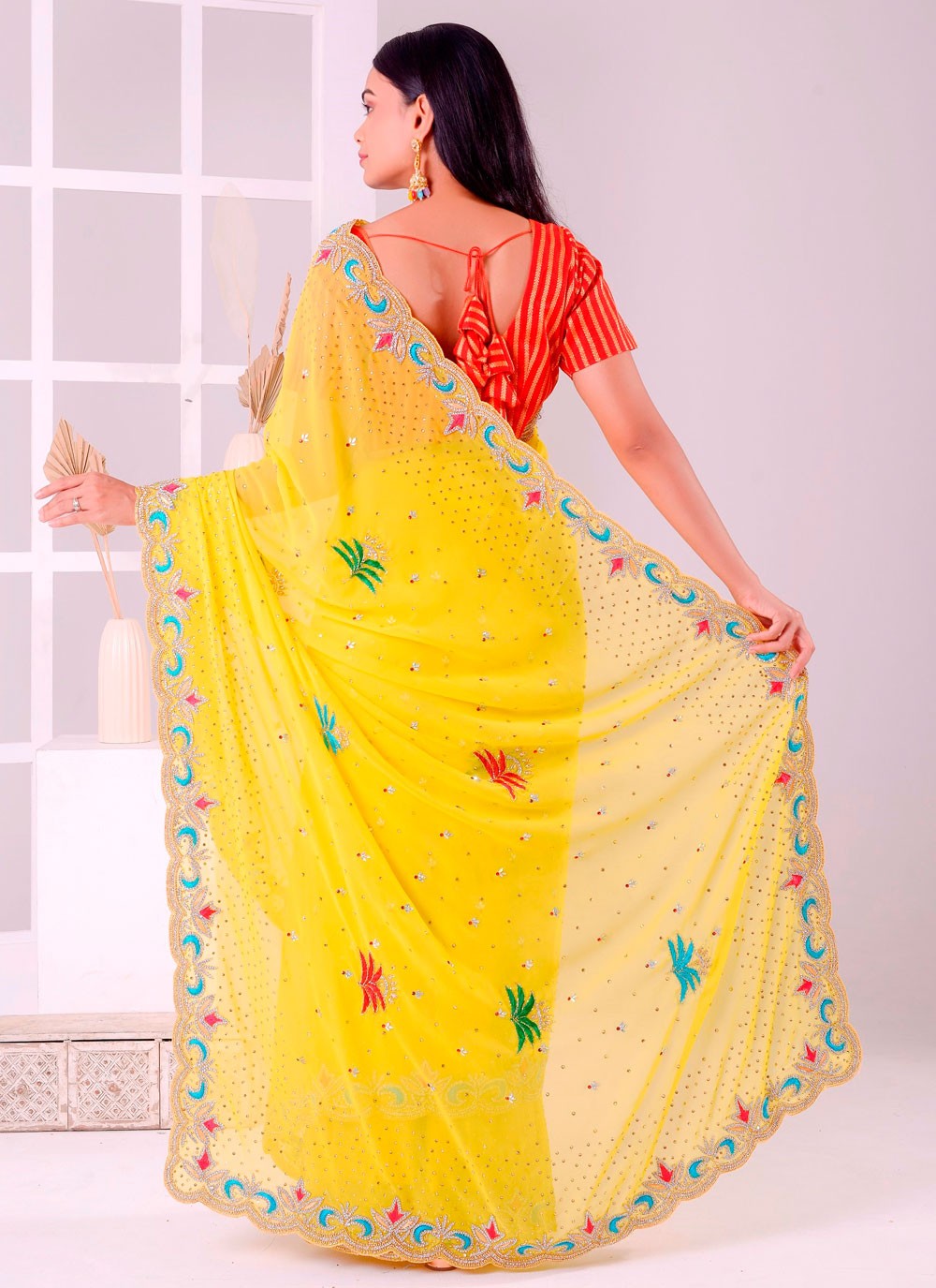 Classic Embroidered Georgette Saree - S7727