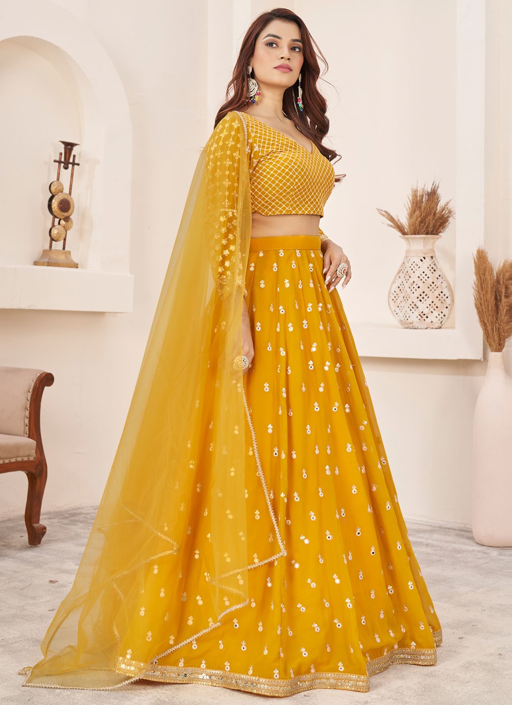 Embroidered Georgette A - Line Lehenga - L1655