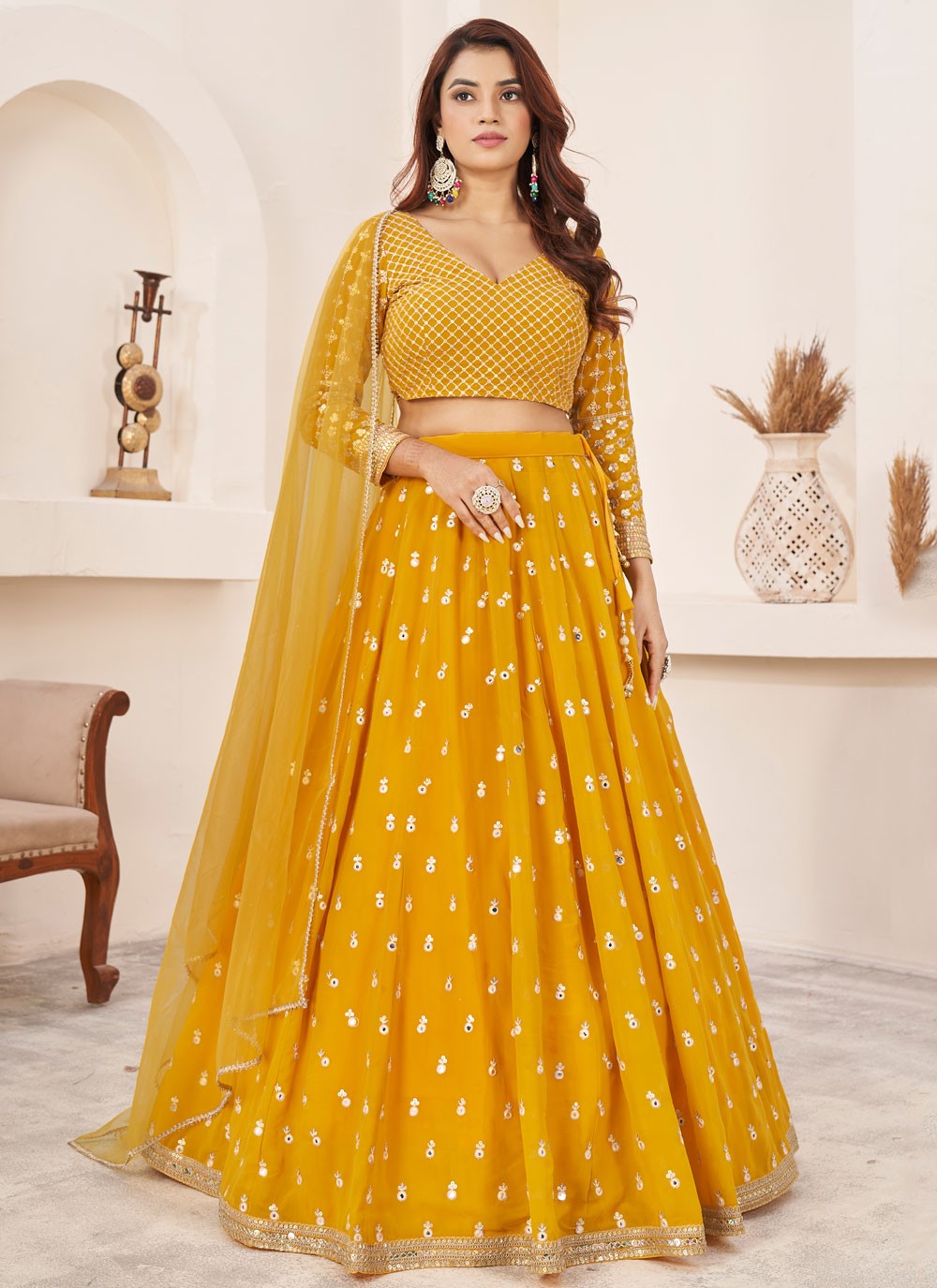 Embroidered Georgette A - Line Lehenga - L1655