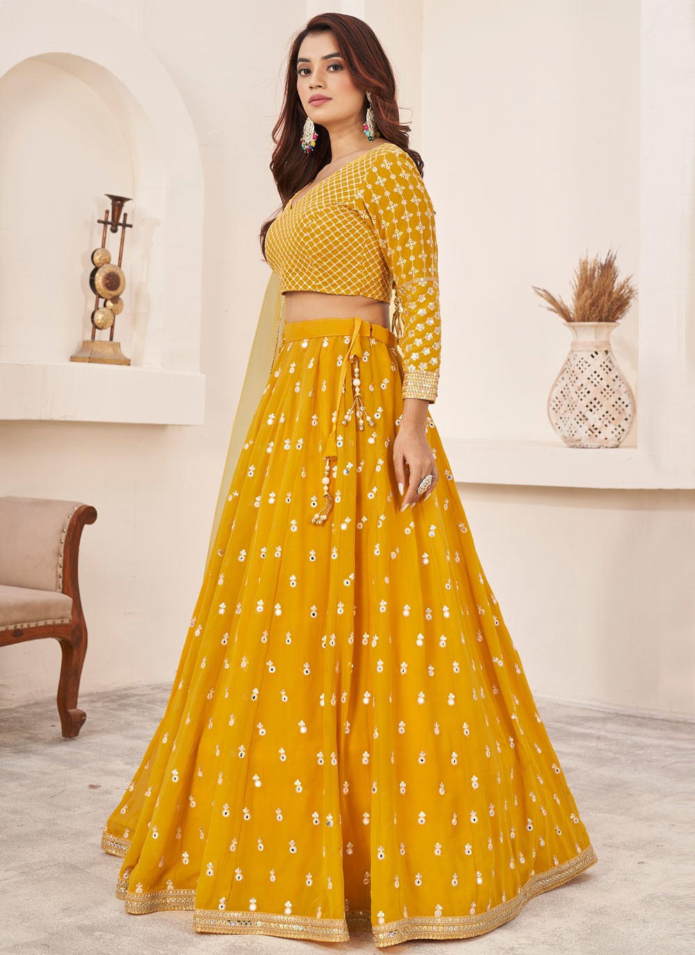 Embroidered Georgette A - Line Lehenga - L1655