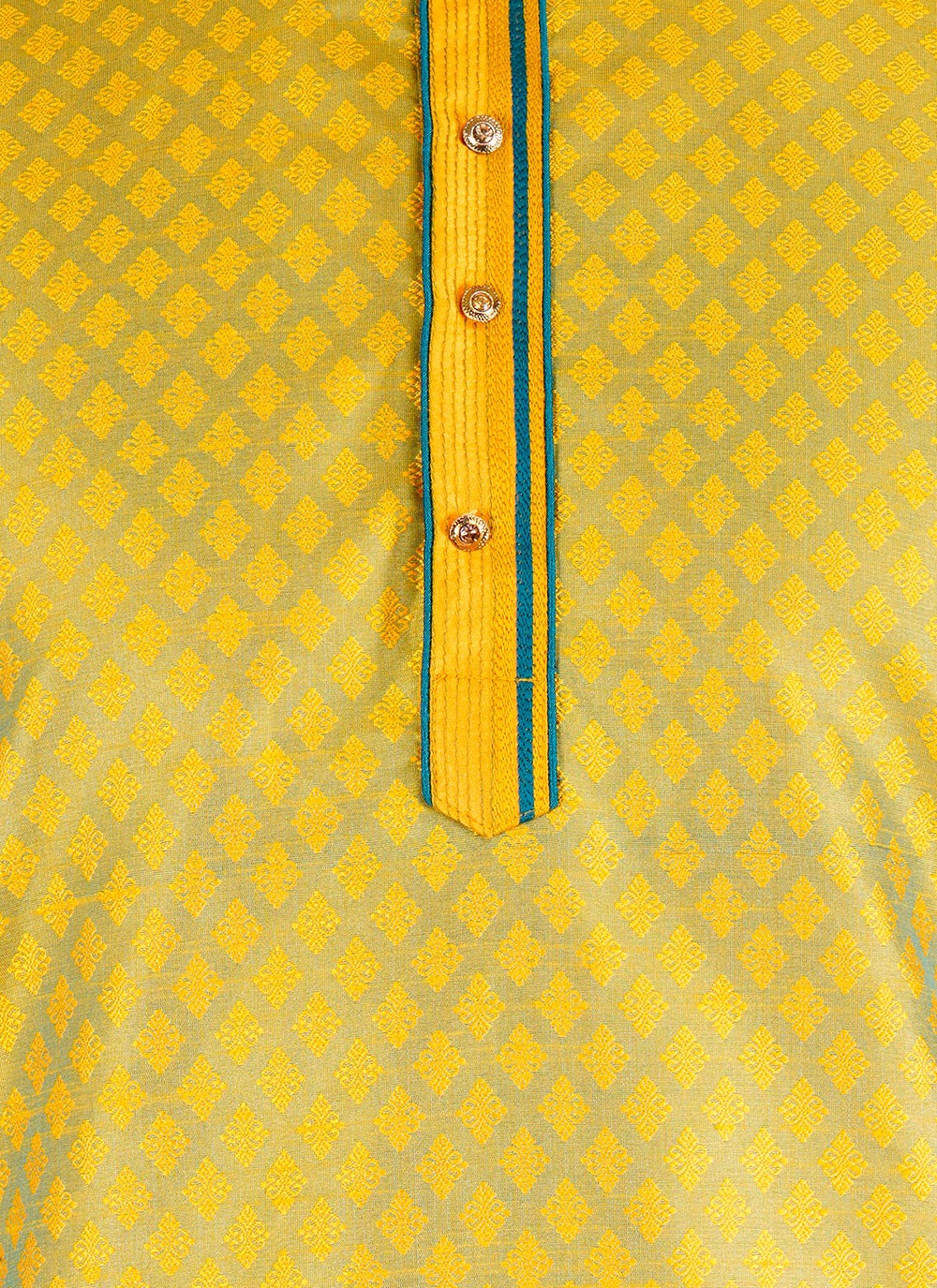 Weaving Zari Jacquard, Satin Yellow Kurta Pyjama - M6525