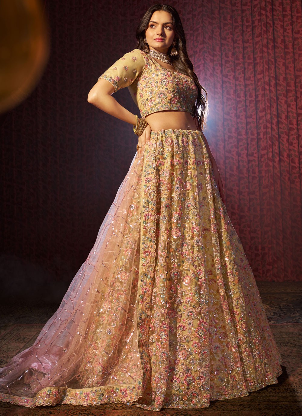 Cutdana Silk A - Line Lehenga - L2970