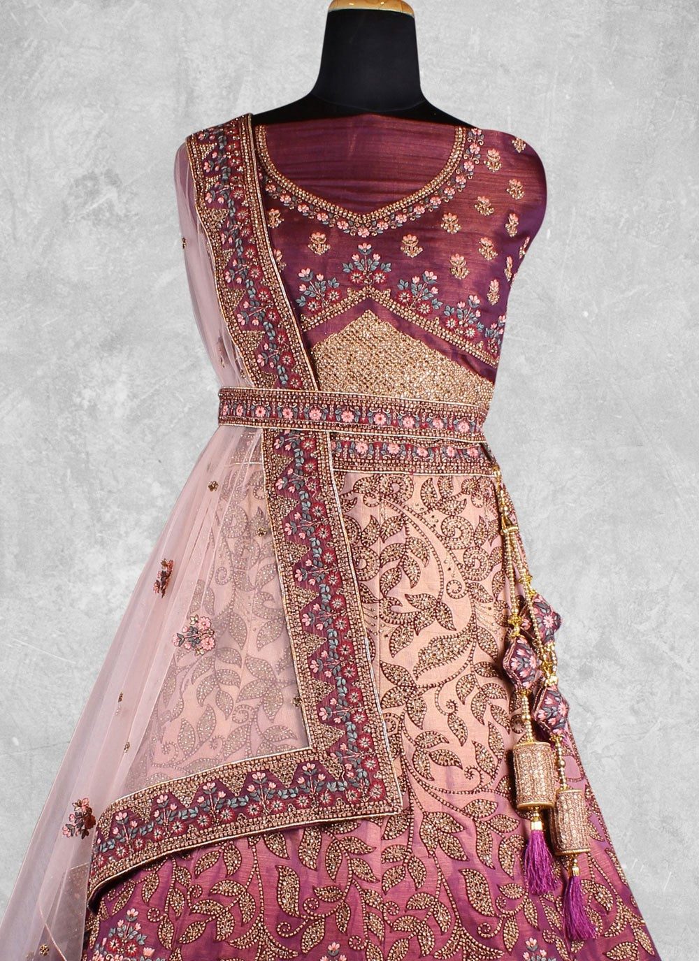 Embroidered Velvet Lehenga - L3067